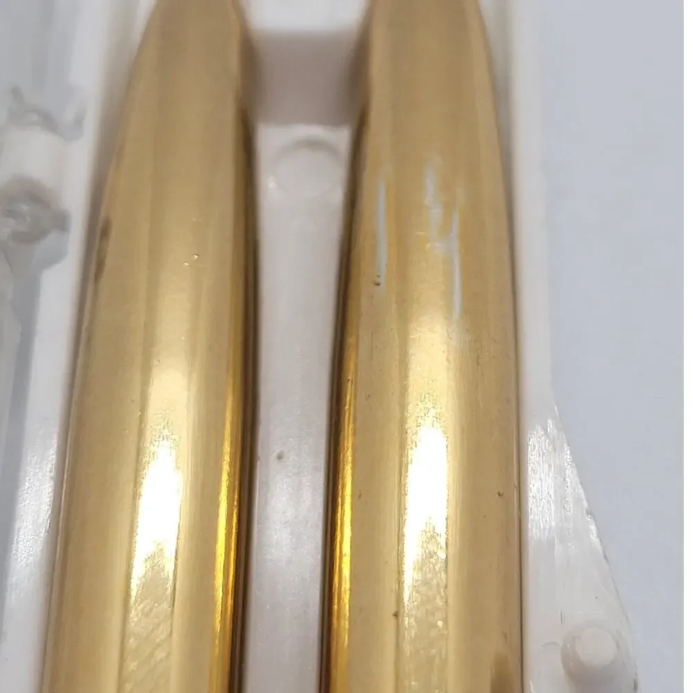 Mid Century Atomic Pen Set‎ Gold Star Rhinestone Clear Case Statement Piece